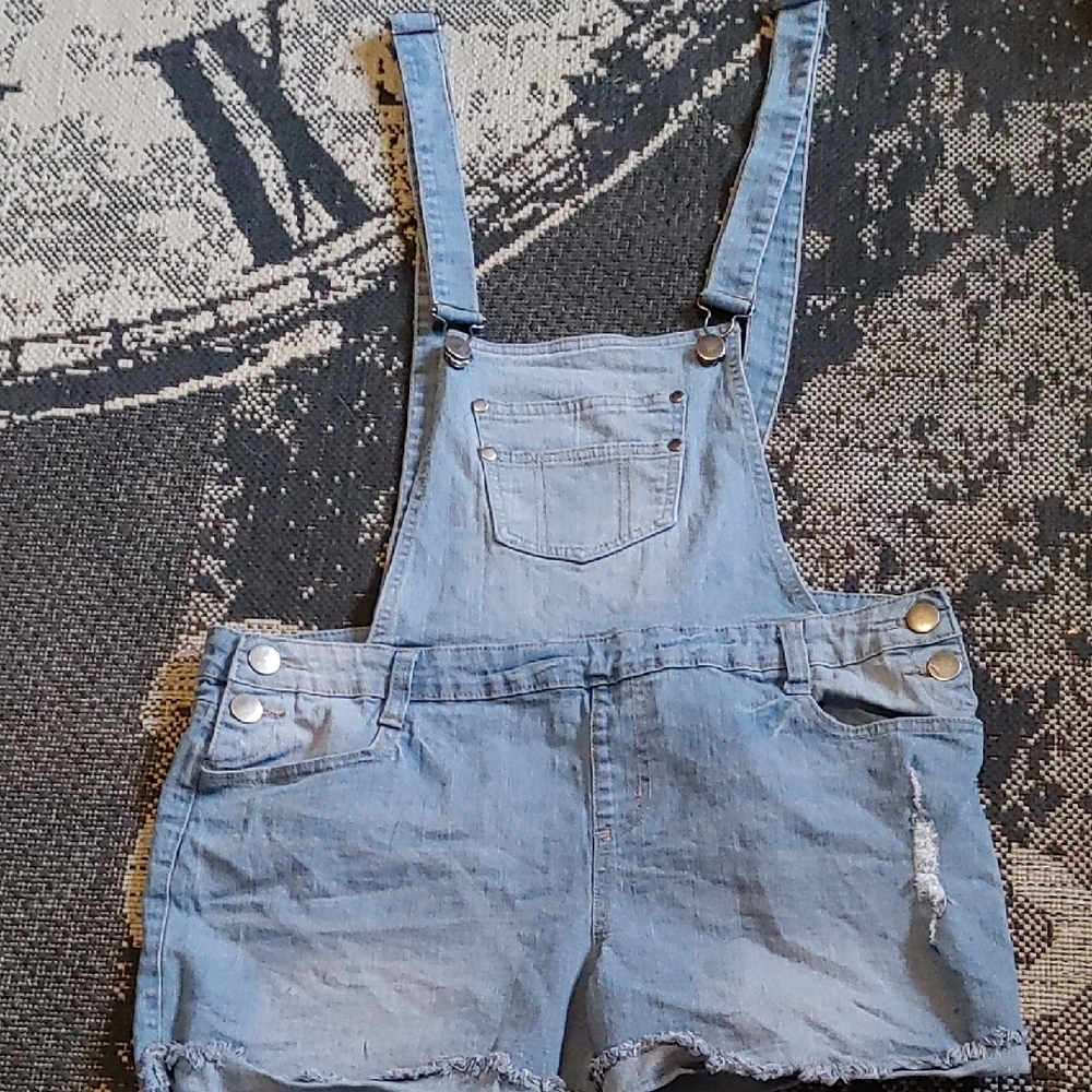 Light Blue Denim Short Overalls for Women - Casual Summer Romper